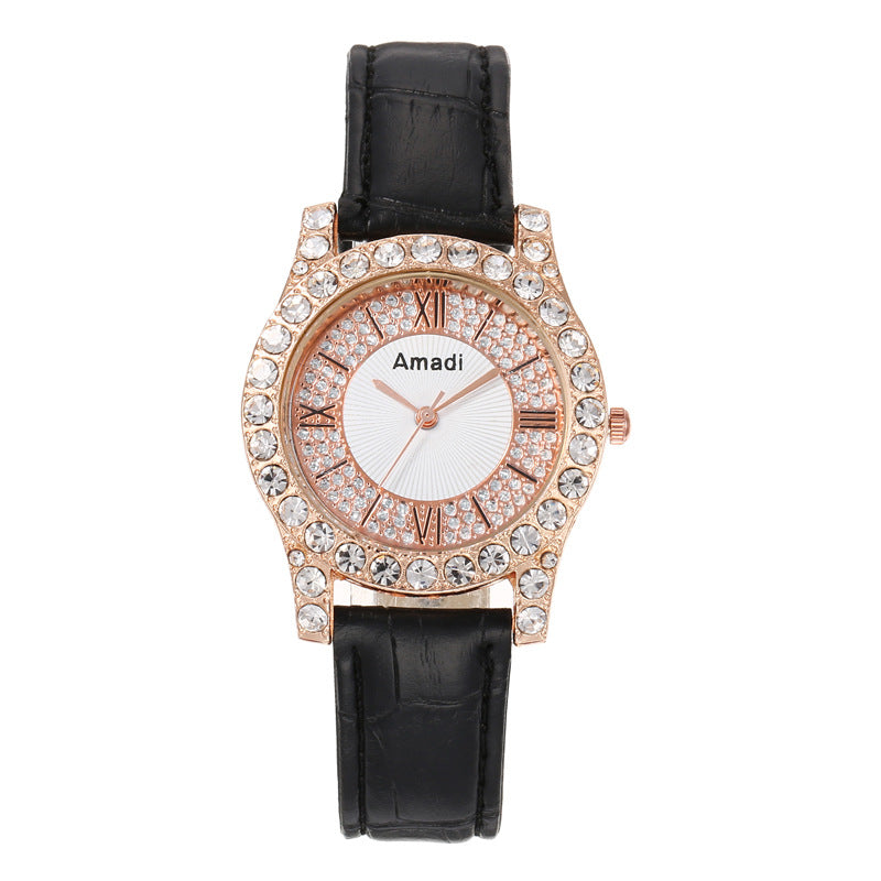 Orologio da donna con diamanti e numeri romani