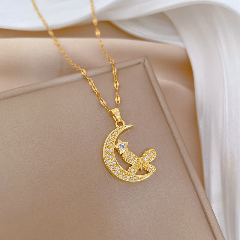 Collana farfalla luna zircone