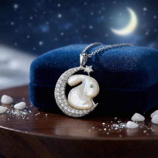 Ciondolo madreperla coniglio luna