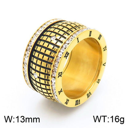 Anello Lettera Romana Strass