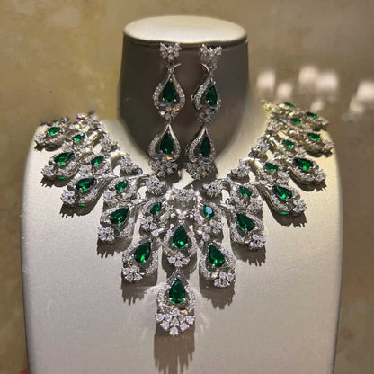 Set collana orecchini zirconi verdi