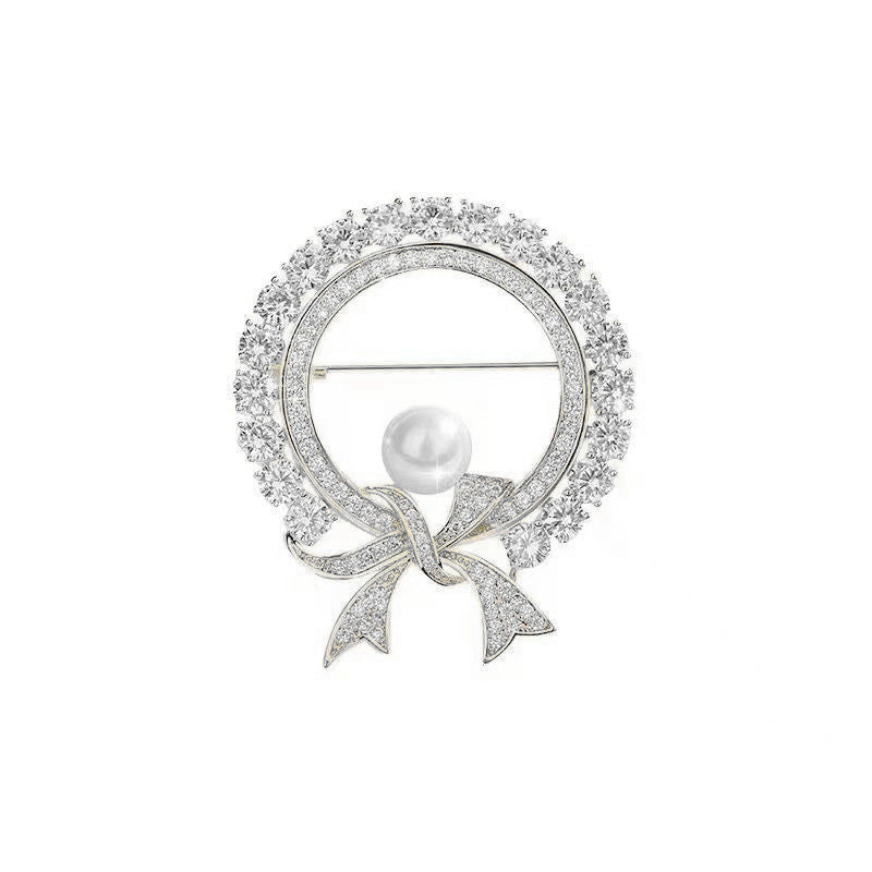 Spilla Fiocco Strass e Perla