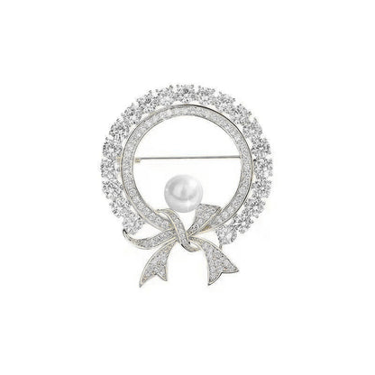 Spilla Fiocco Strass e Perla