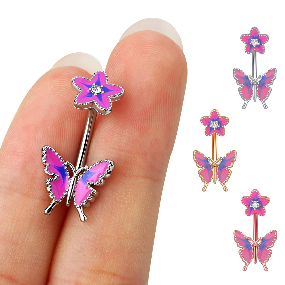 Piercing ombelico farfalla gocciolante