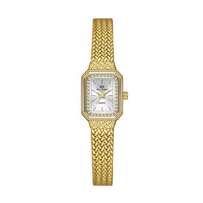 Orologio quadrato a mesh dorato
