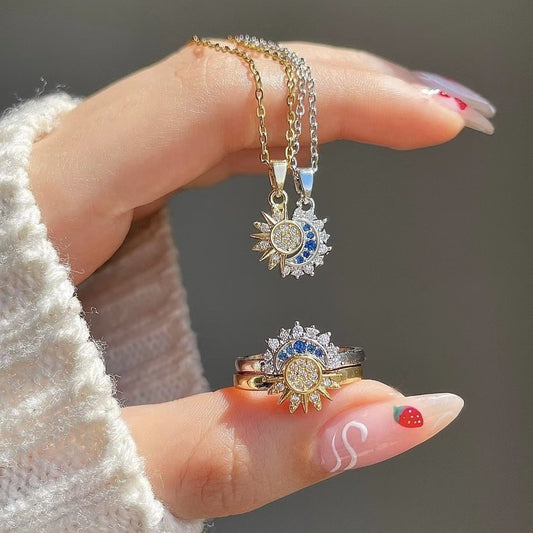 Set collana e anello sole luna
