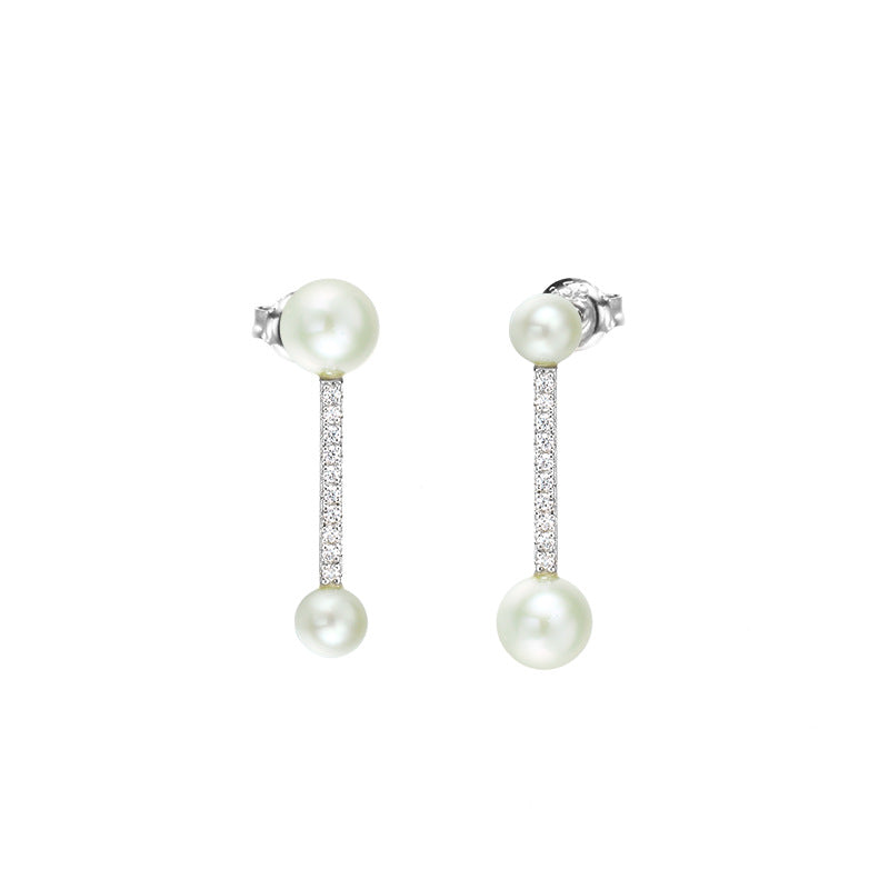 Orecchini perla argento geometrici