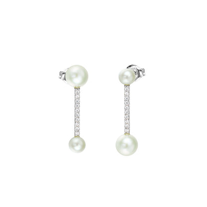 Orecchini perla argento geometrici