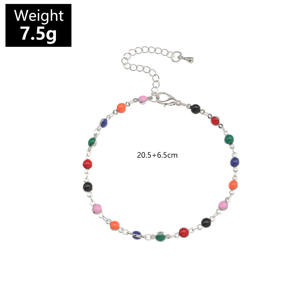 Cavigliera perline colorate bohemien