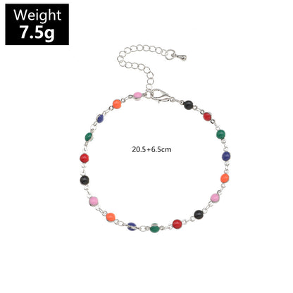 Cavigliera perline colorate bohemien