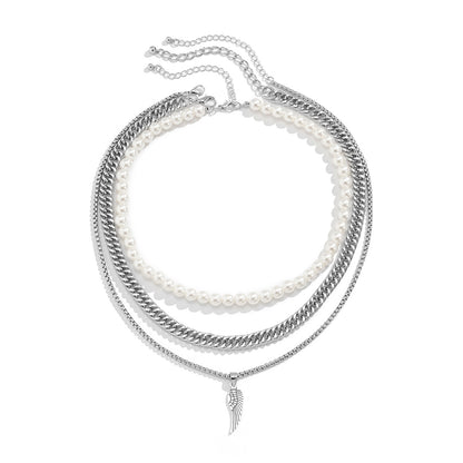 Collana piuma perle vintage