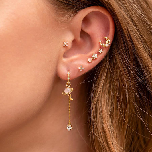 Set 6 orecchini fiore argento