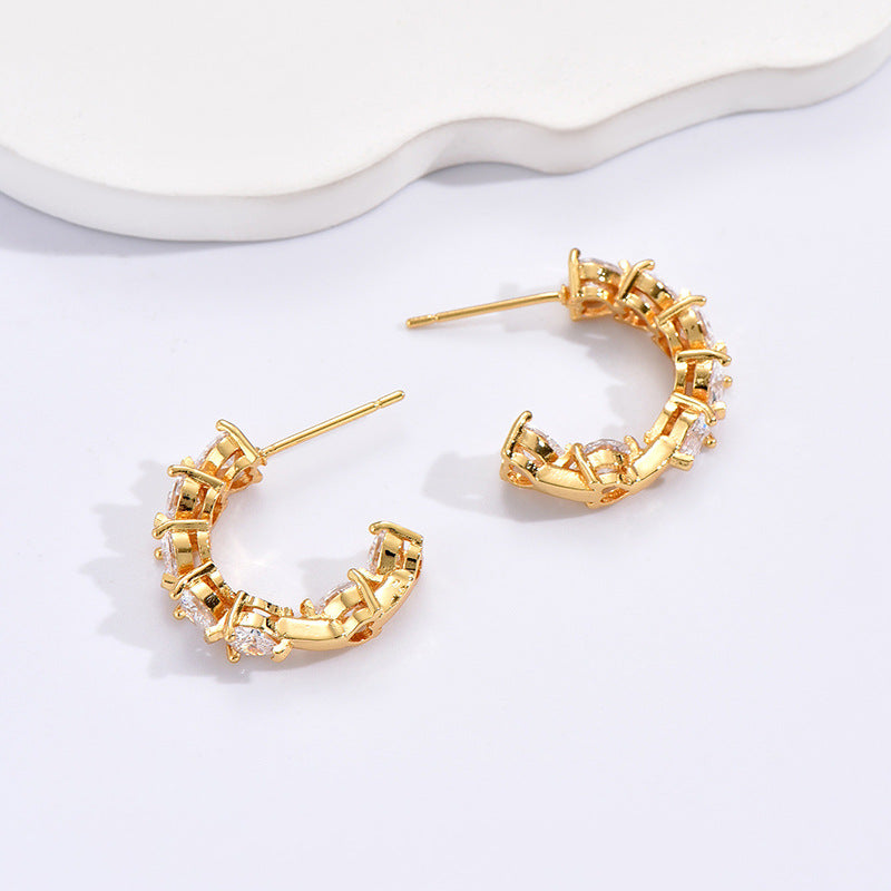 Orecchini a clip C con strass