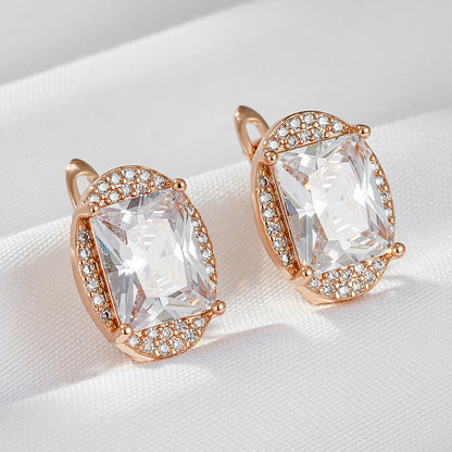 Orecchini zircone quadrati oro rosa