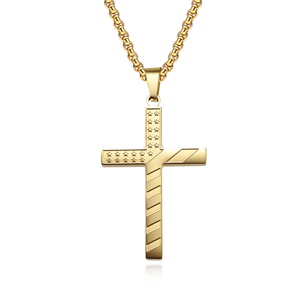 Collana croce titanio con stella