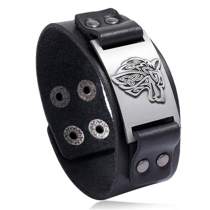 Bracciale vichingo pelle testa di lupo