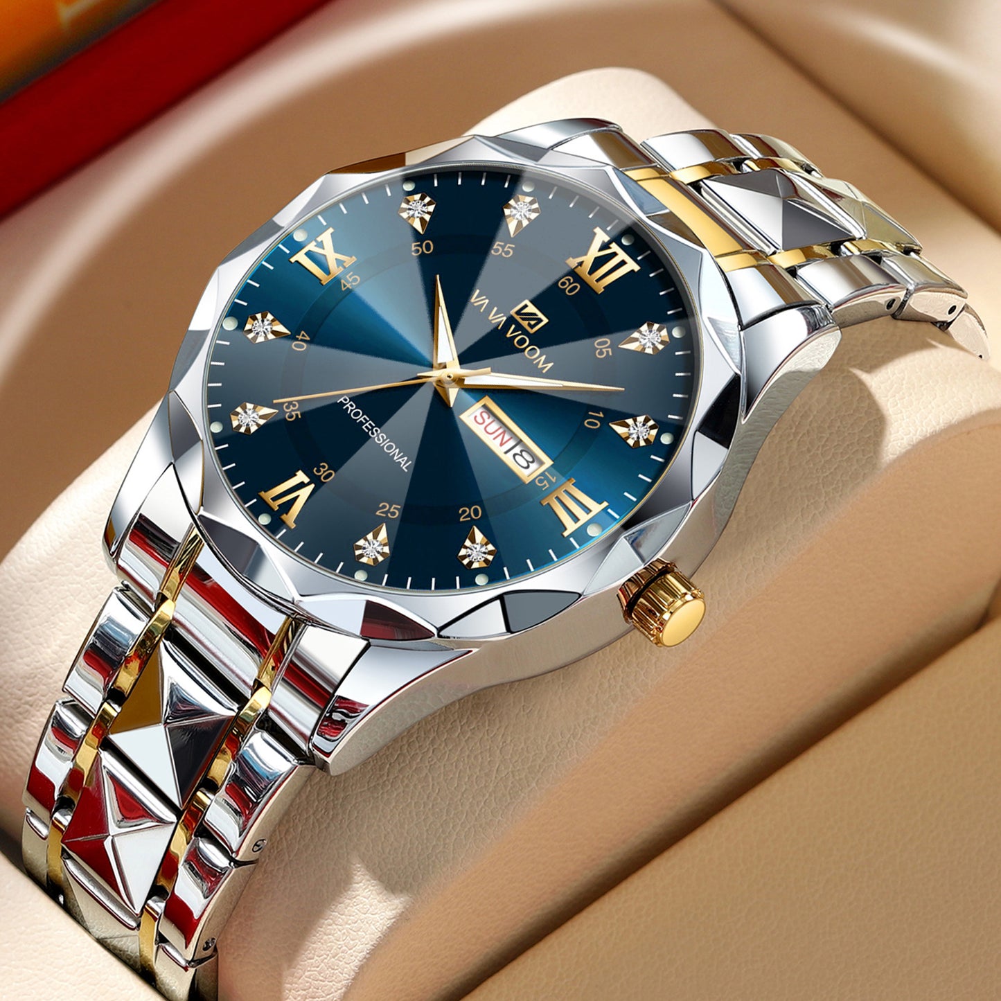 Orologio doppio calendario impermeabile in tungsteno