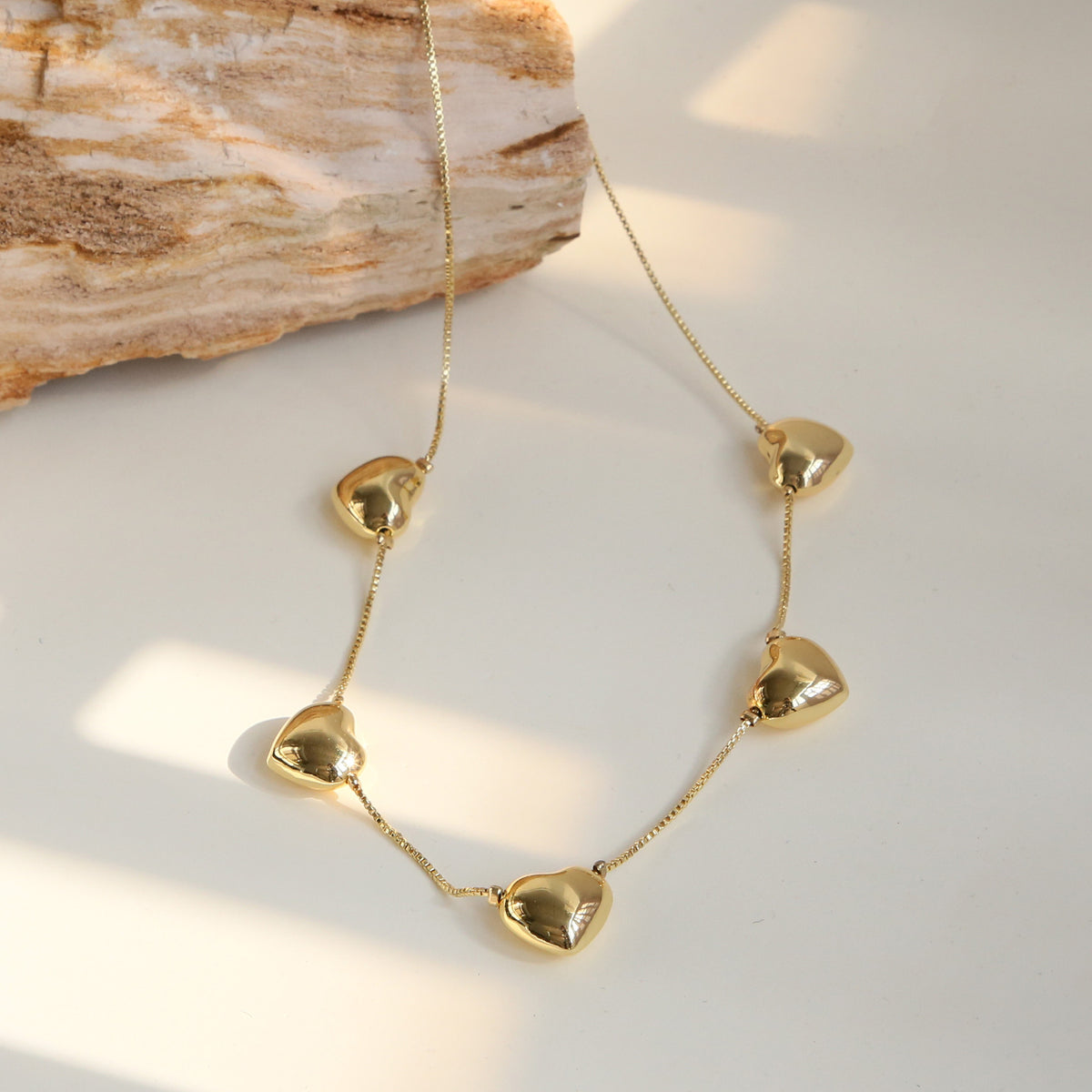 Collana cuori placcati oro