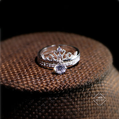 Anello corona argento doppio strato