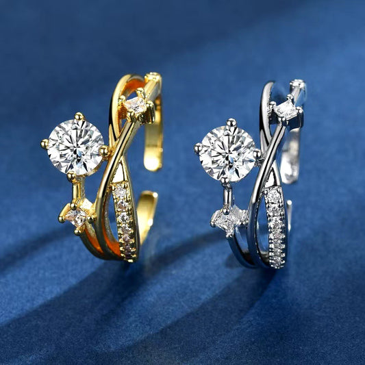 Anello geometrico diamanti