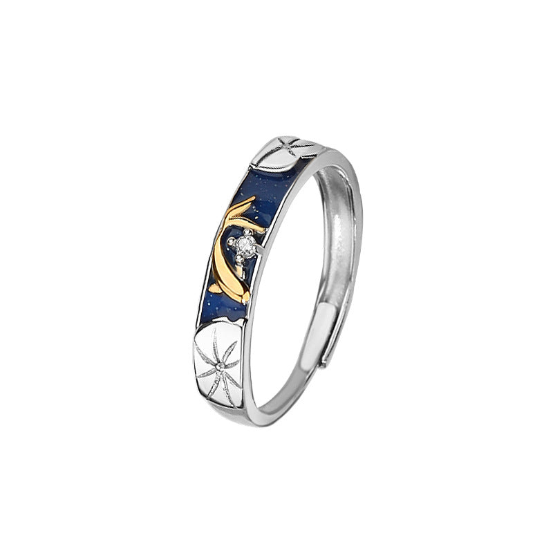 Anello coppia luna e loto