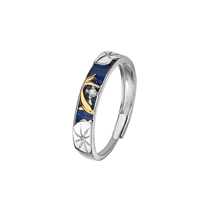 Anello coppia luna e loto