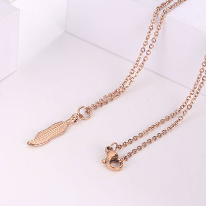Collana titanio con foglia