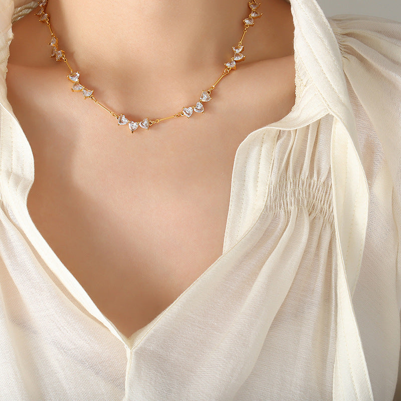 Collana Cuore Zircone Placcato Oro