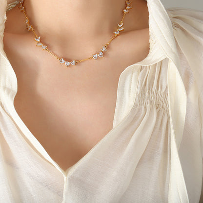 Collana Cuore Zircone Placcato Oro
