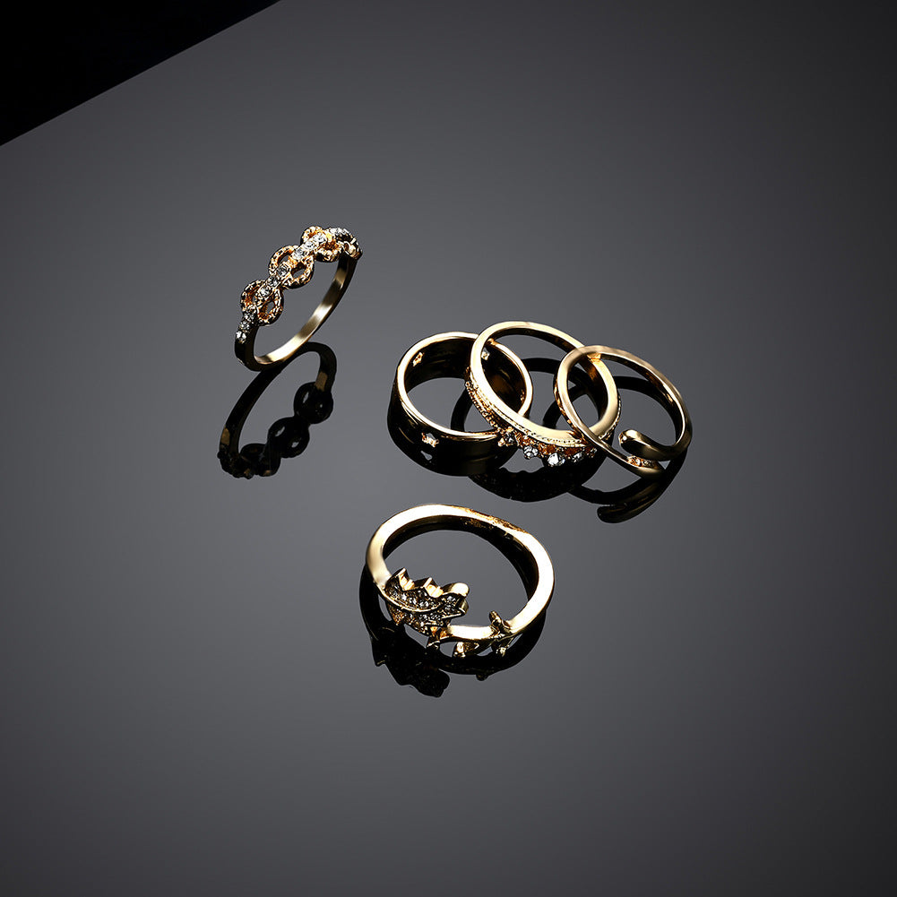 Anello foglie diamantate
