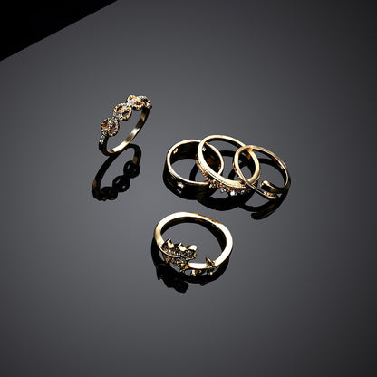 Anello foglie diamantate