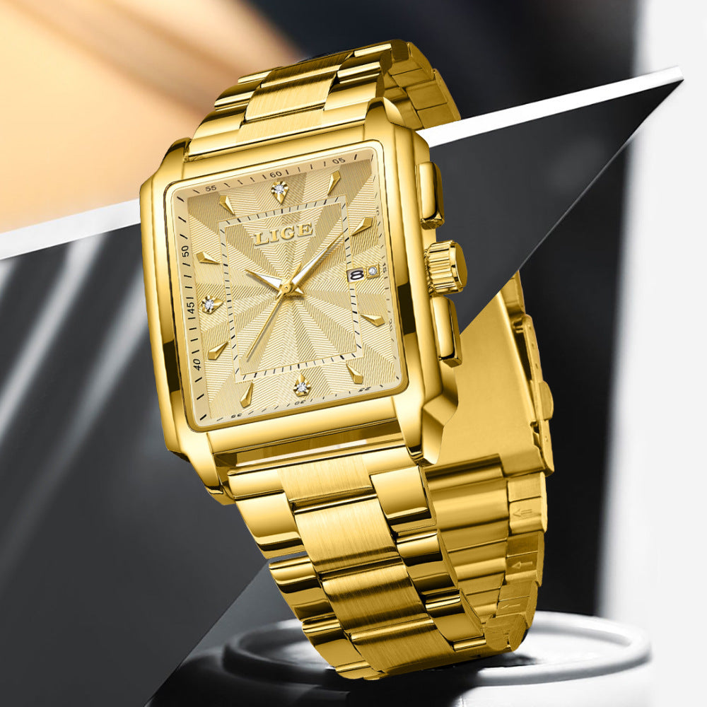 Orologio uomo quadrato acciaio quadrante grande