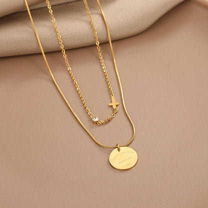 Collana doppio strato titanio con pendente