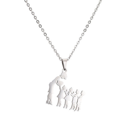 Collana acciaio titanio madre-figlio
