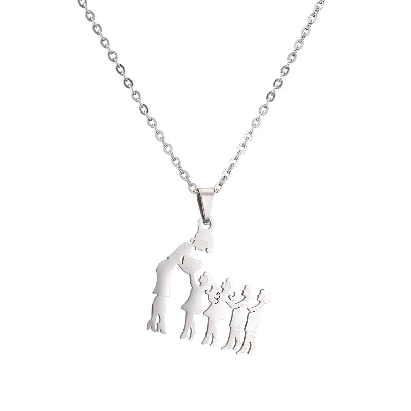 Collana acciaio titanio madre-figlio