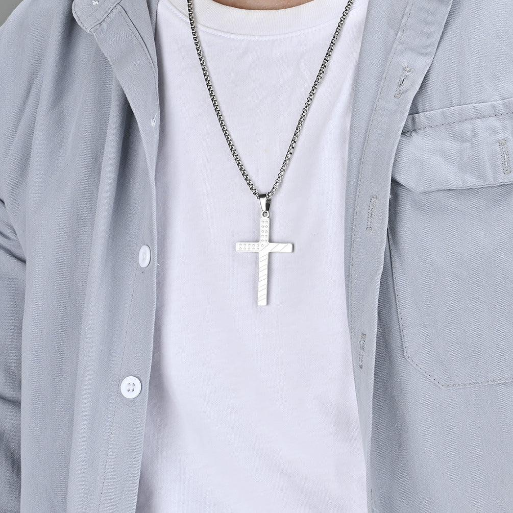 Collana croce titanio con stella