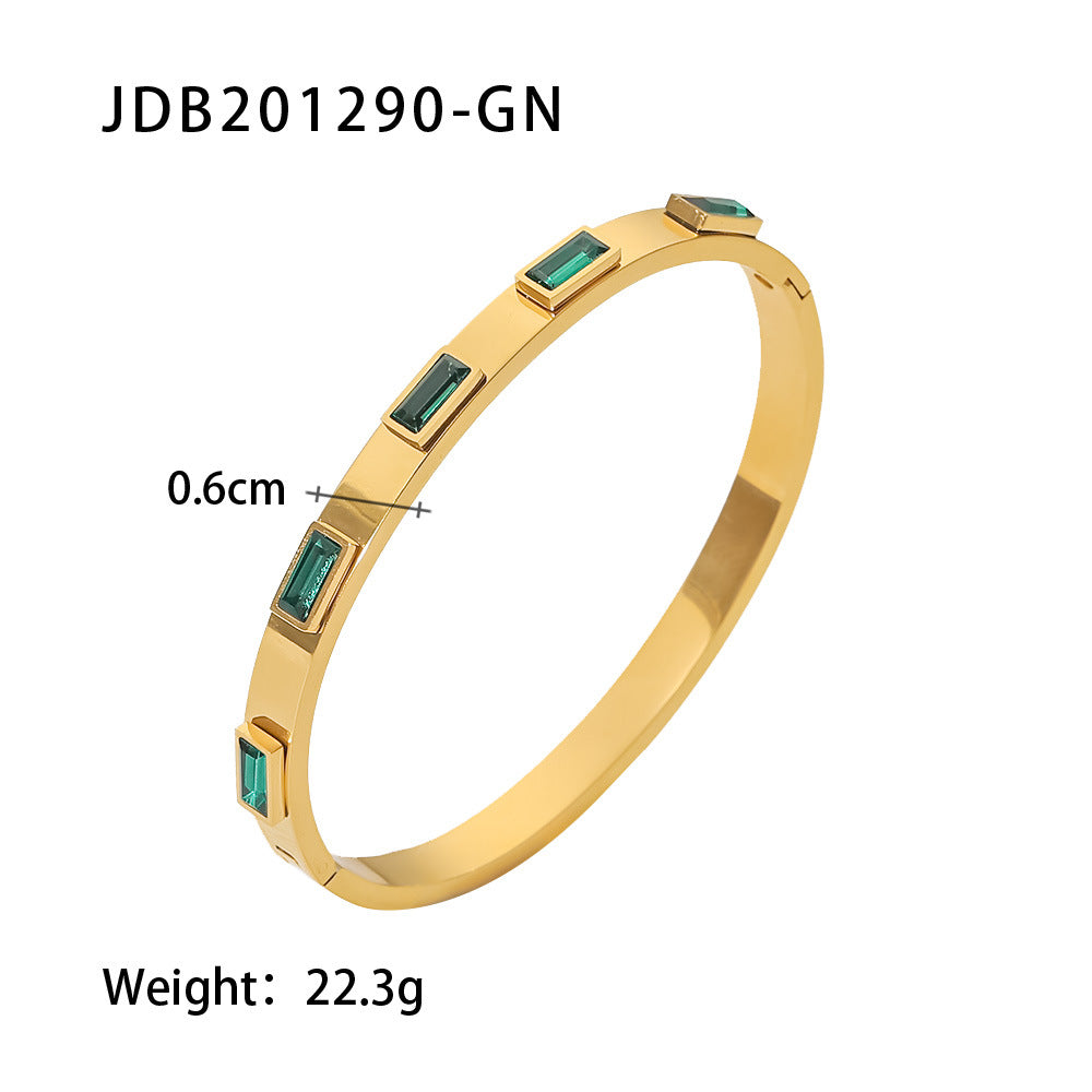 Bracciale titanio con zirconi rettangolari