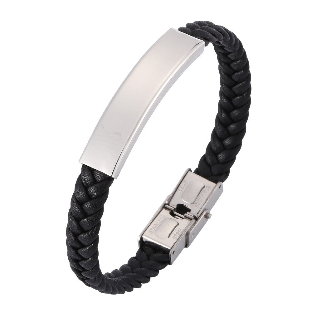 Bracciale pelle intrecciata catena