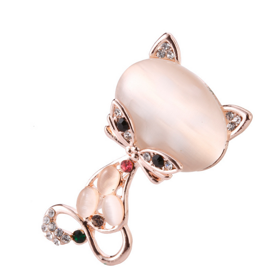 Spilla gatto vintage con opale