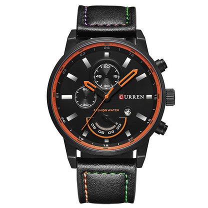 Orologio al quarzo con calendario pelle business