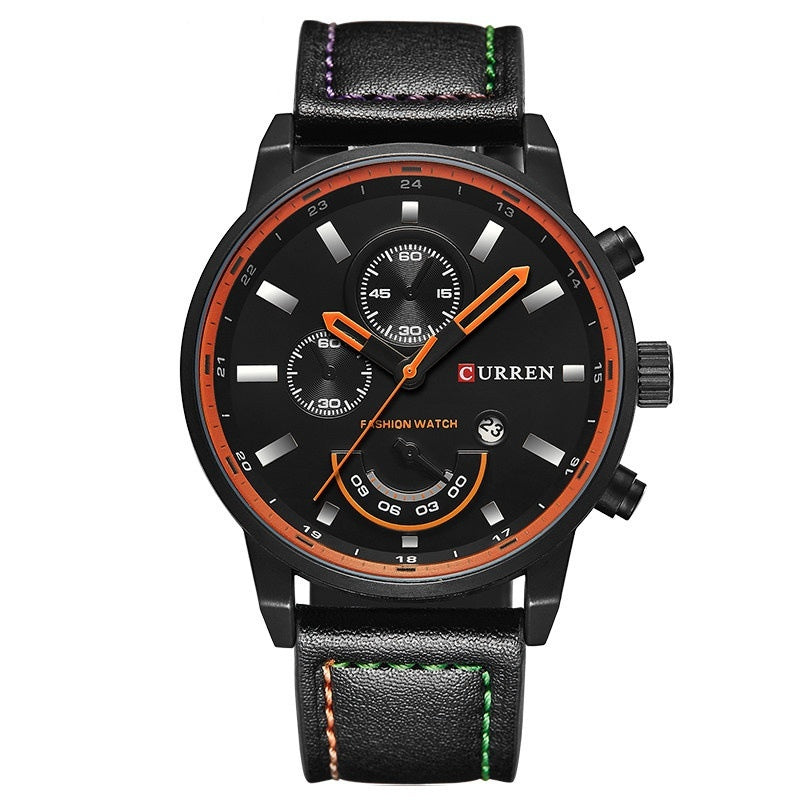 Orologio al quarzo con calendario pelle business