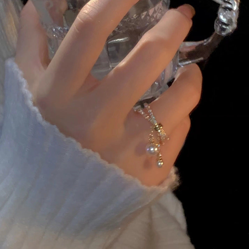 Anello perla barocca doppio strato