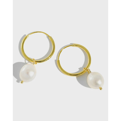Orecchini cerchio con perla barocca