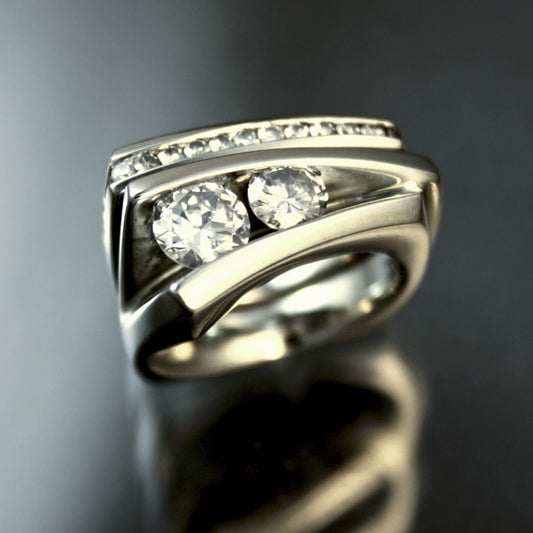 Anello cuore zircone tridimensionale
