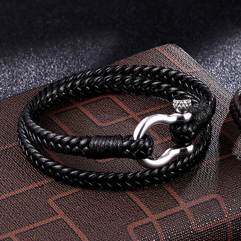 Bracciale pelle ancora