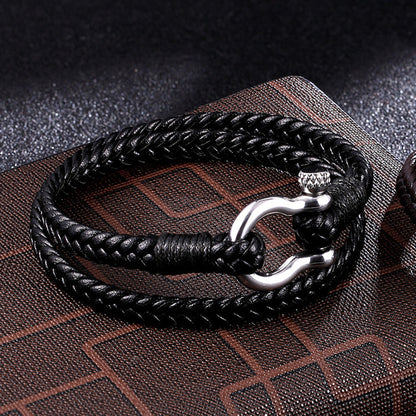 Bracciale pelle ancora