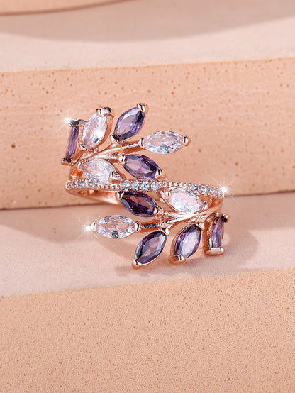 Anello Zircone Foglia
