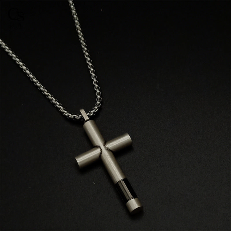 Collana croce lucida titanio