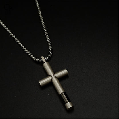 Collana croce lucida titanio