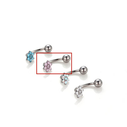 Piercing ombelico fiore zircone